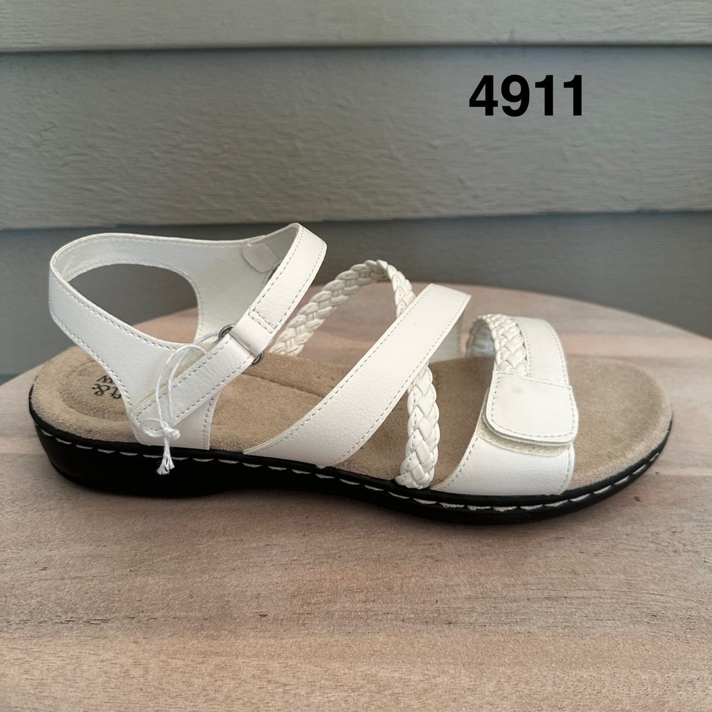 Croft & Barrow Nyala Womens Sandals Size 10W White Comfort Slip On Shoes
